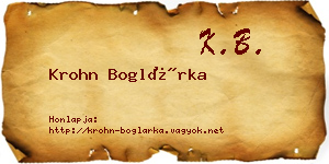 Krohn Boglárka névjegykártya